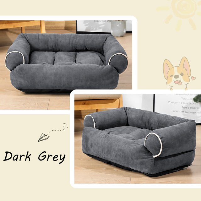 Deep Sleeper Bolster Dog Bed — Cotton-Filled with Padded Sides, Machine Washable