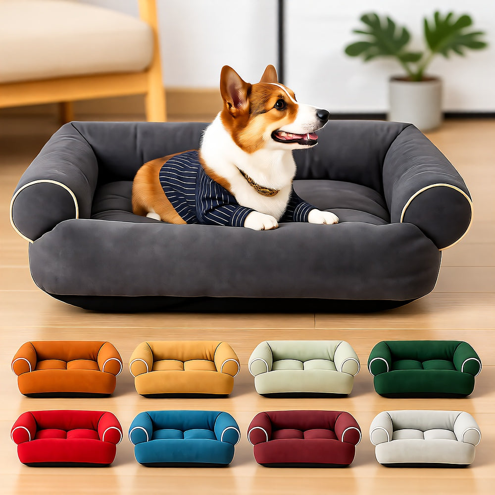 Deep Sleeper Bolster Dog Bed — Cotton-Filled with Padded Sides, Machine Washable