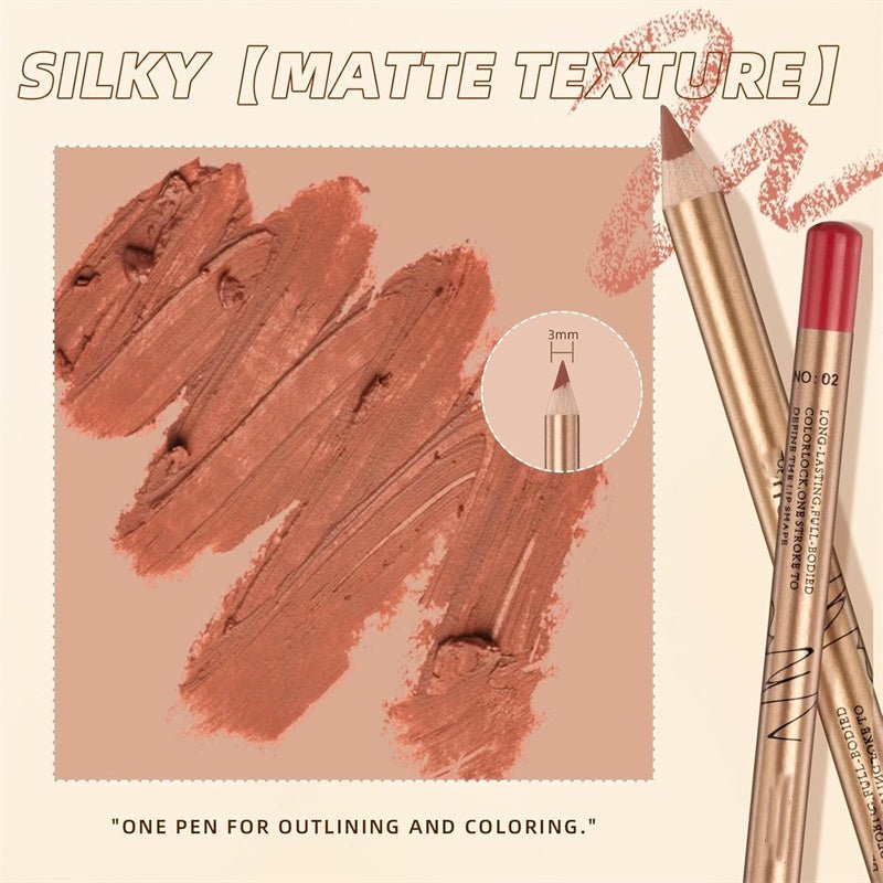 Lip Liner Pencil Set — 12 Waterproof Matte Shades, Smudge-Proof Creamy Glide, 0.8g Each