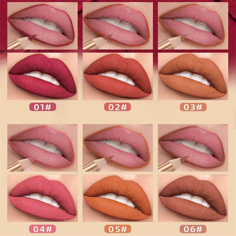 Lip Liner Pencil Set — 12 Waterproof Matte Shades, Smudge-Proof Creamy Glide, 0.8g Each