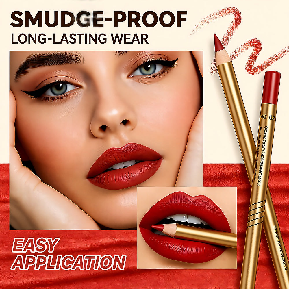 Lip Liner Pencil Set — 12 Waterproof Matte Shades, Smudge-Proof Creamy Glide, 0.8g Each