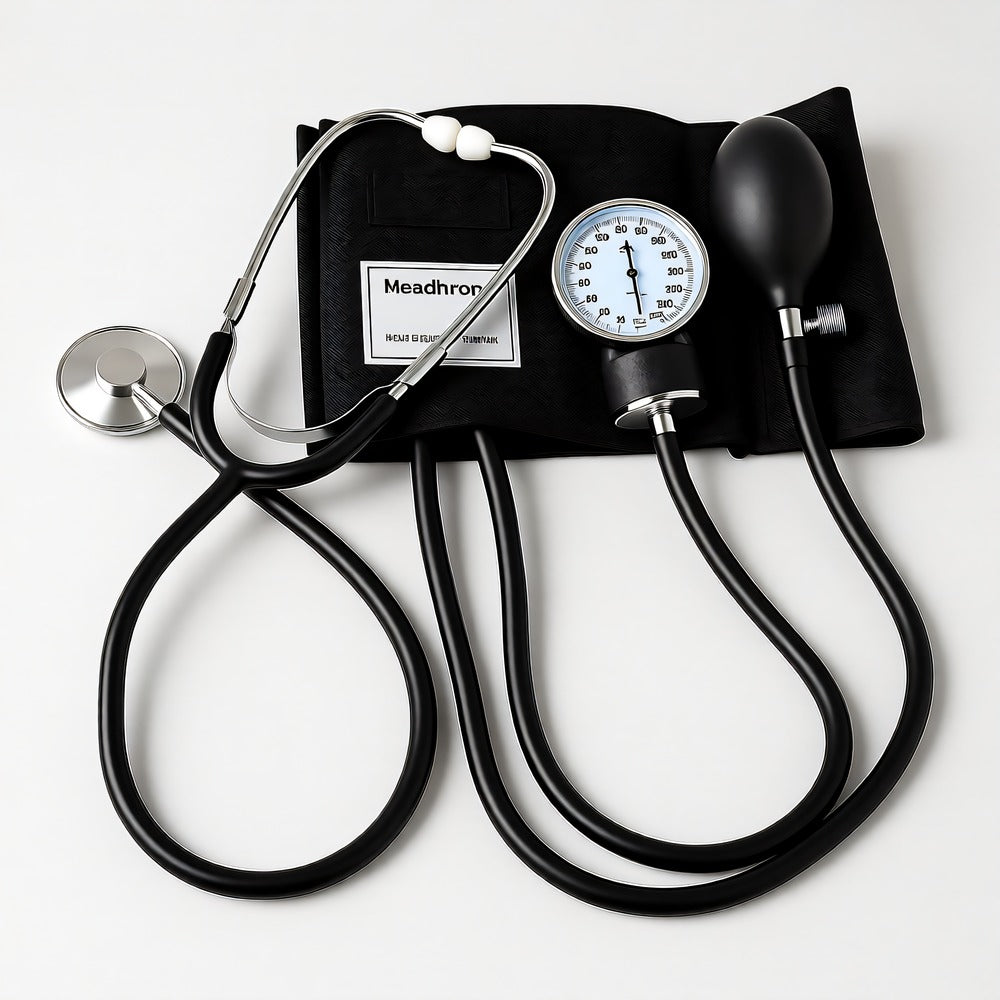 Manual Arm Blood Pressure Monitor — Aneroid Gauge with Integrated Stethoscope & Cuff