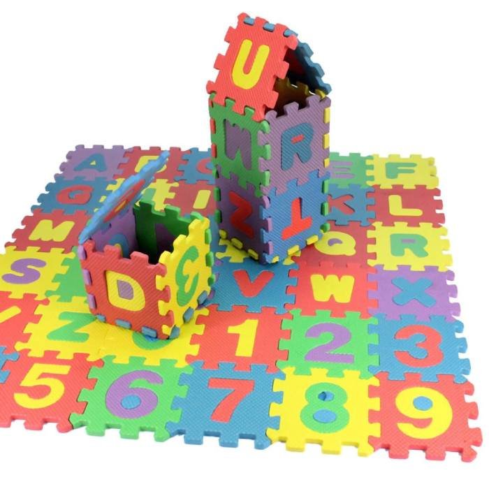 Kids Foam Play Mat — 36 Interlocking EVA Tiles with Numbers, Animals & Fruits, BPA-Free