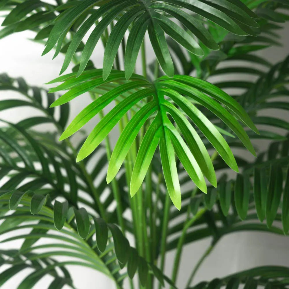 Faux Palm Tree — 47" Silk-Leaf Tropical Plant, 24 Leaves, Indoor/Outdoor Decor