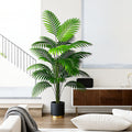 Faux Palm Tree — 47" Silk-Leaf Tropical Plant, 24 Leaves, Indoor/Outdoor Decor