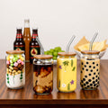 Bamboo Lid Glass Tumbler — 6" Borosilicate To-Go Cup with Glass Straw for Coffee & Tea