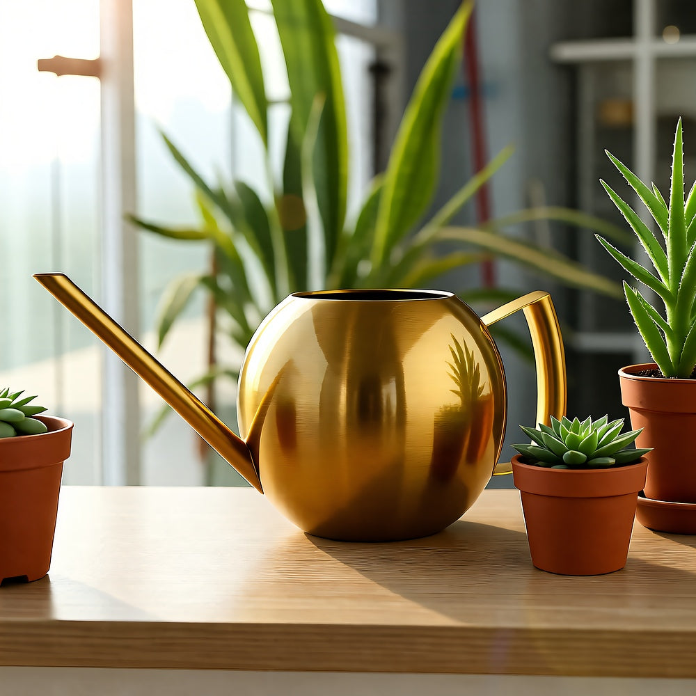 Stainless Steel Watering Can — 1500ml Minimalist Indoor Plant Care