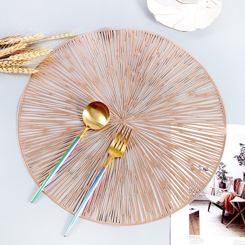 Nebula Round Placemat — 15" Non-Slip PVC Hollow-Cut Table Decor