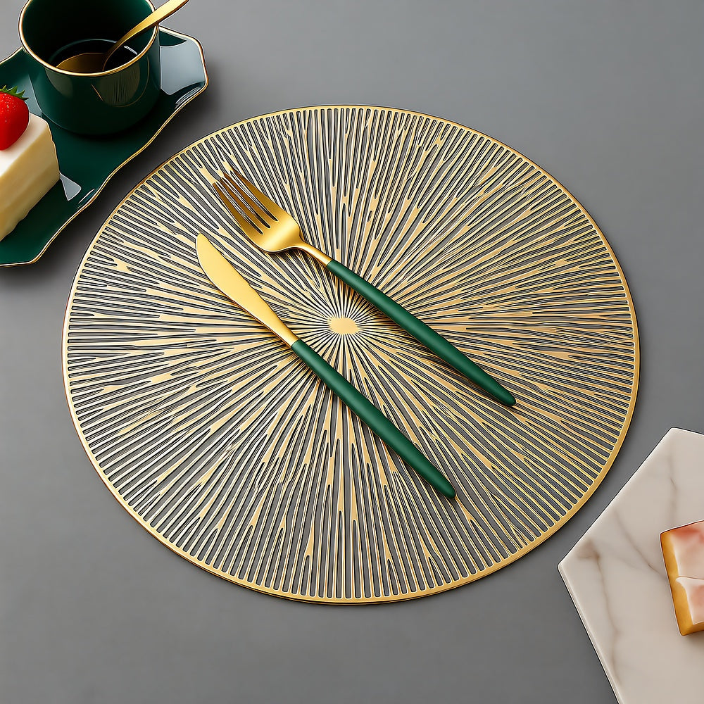 Nebula Round Placemat — 15" Non-Slip PVC Hollow-Cut Table Decor