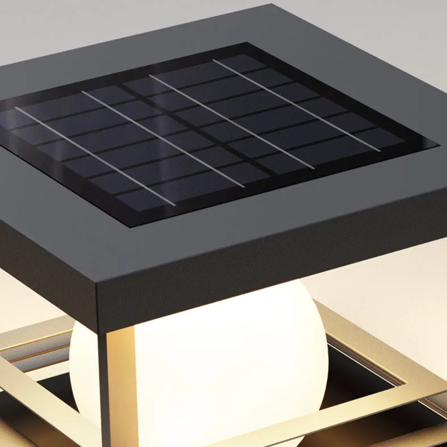 Solar Pillar Lamp — Brushed Nickel LED with Remote & Dimming, Dusk-to-Dawn, Outdoor