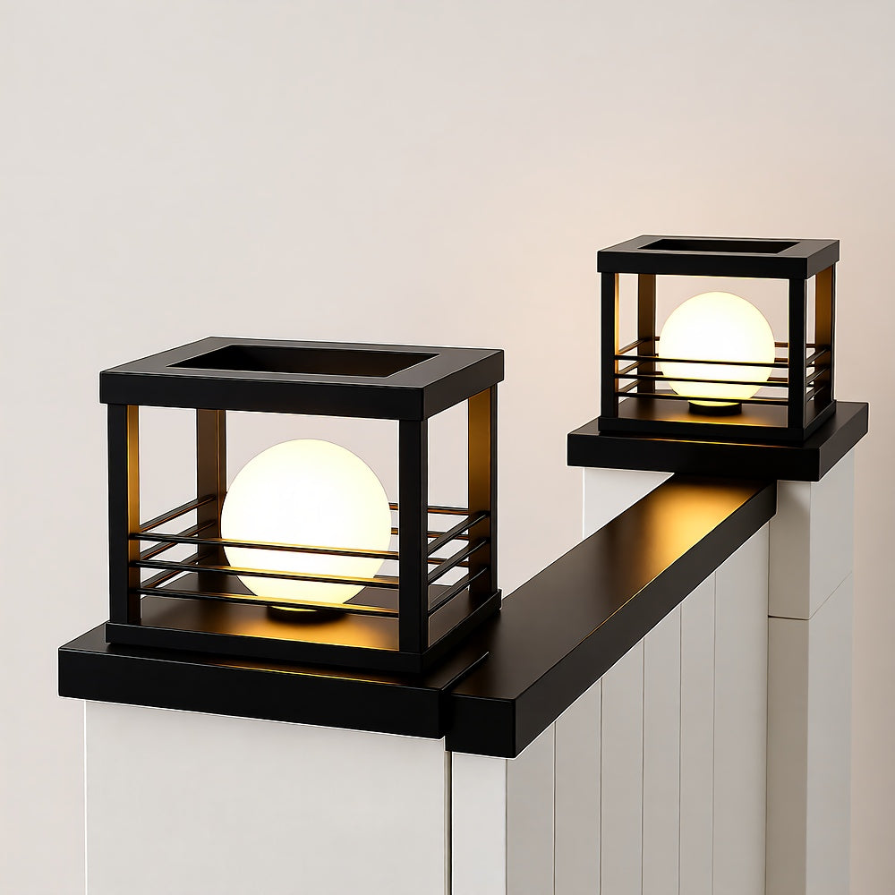 Solar Pillar Lamp — Brushed Nickel LED with Remote & Dimming, Dusk-to-Dawn, Outdoor