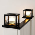 Solar Pillar Lamp — Brushed Nickel LED with Remote & Dimming, Dusk-to-Dawn, Outdoor