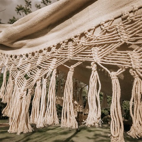 2-Person Macrame Hammock — Handmade Cotton Rope, 79", 550 lb Capacity
