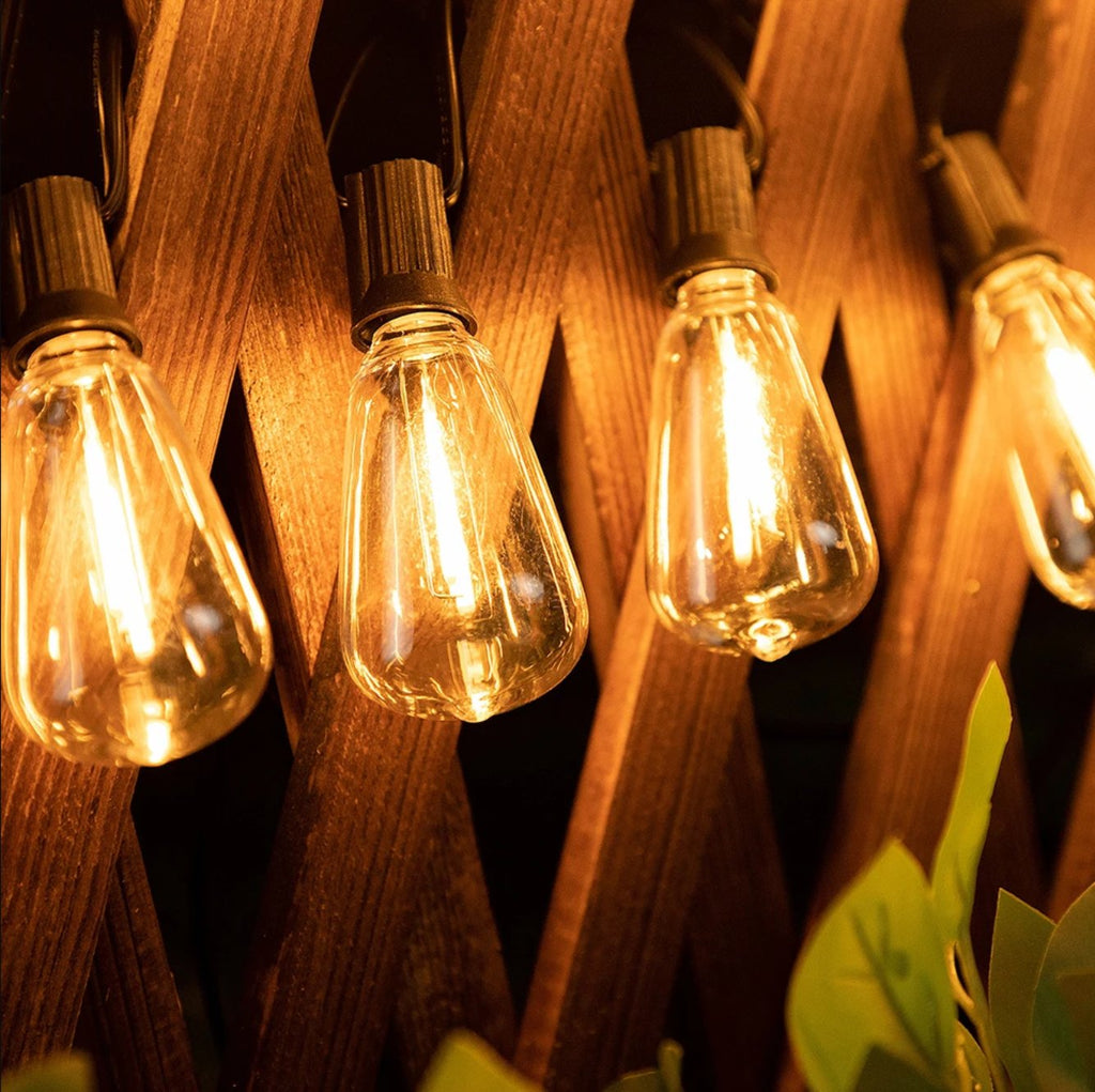 Outdoor String Lights — 15 Shatterproof Bulbs, 33 ft, Dimmable, IP44, Plug-In