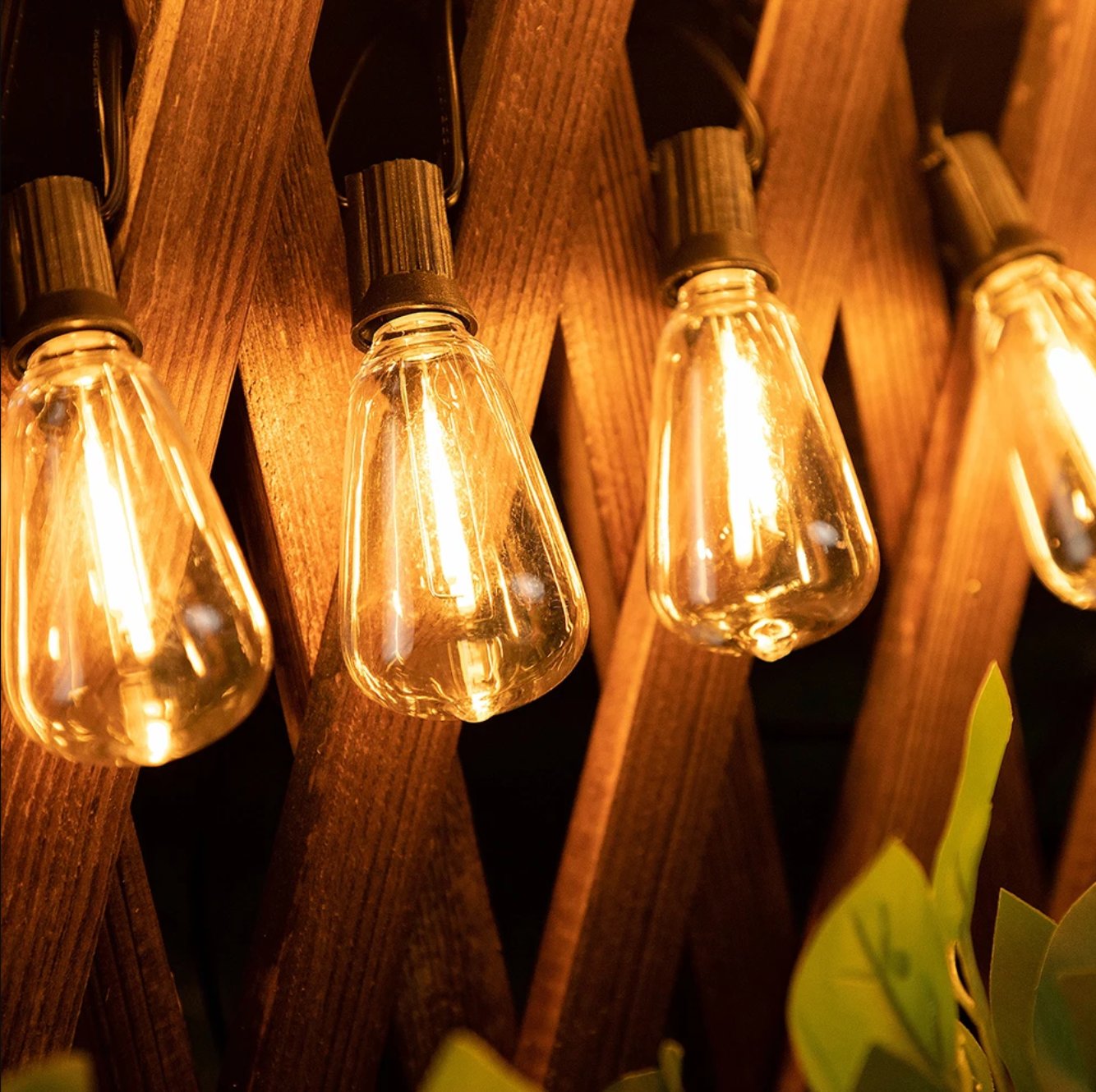 Outdoor String Lights — 15 Shatterproof Bulbs, 33 ft, Dimmable, IP44, Plug-In