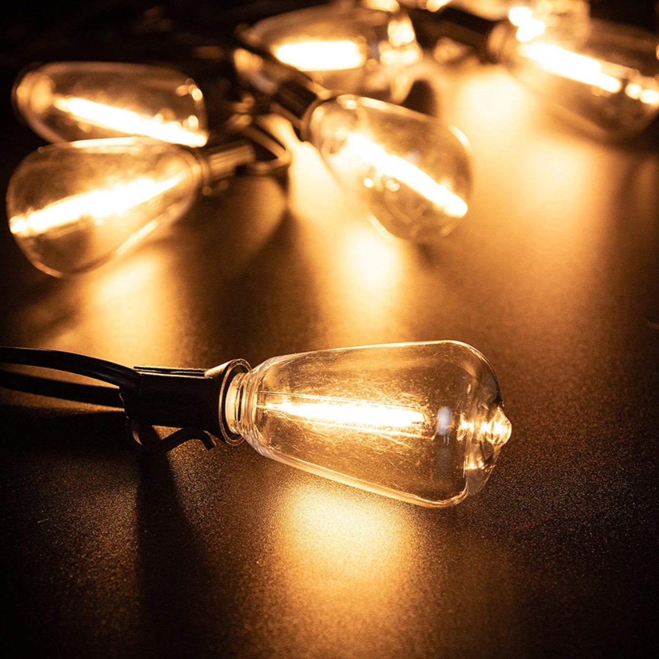 Outdoor String Lights — 15 Shatterproof Bulbs, 33 ft, Dimmable, IP44, Plug-In