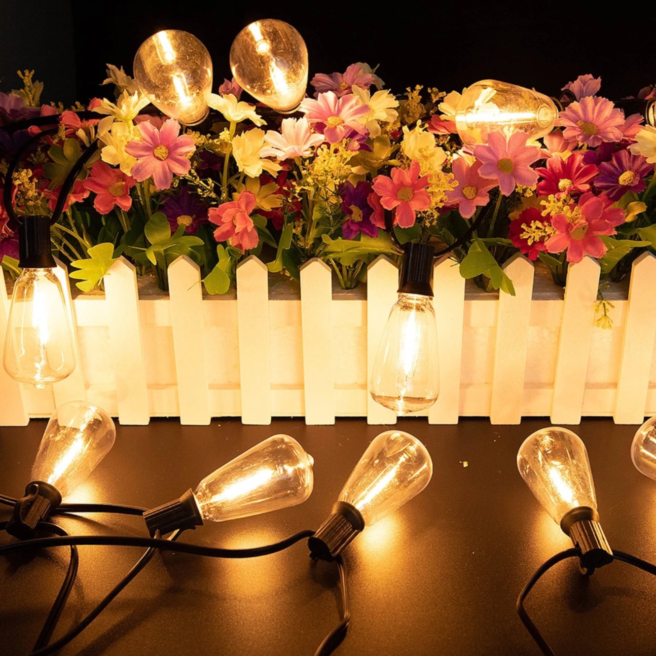 Outdoor String Lights — 15 Shatterproof Bulbs, 33 ft, Dimmable, IP44, Plug-In