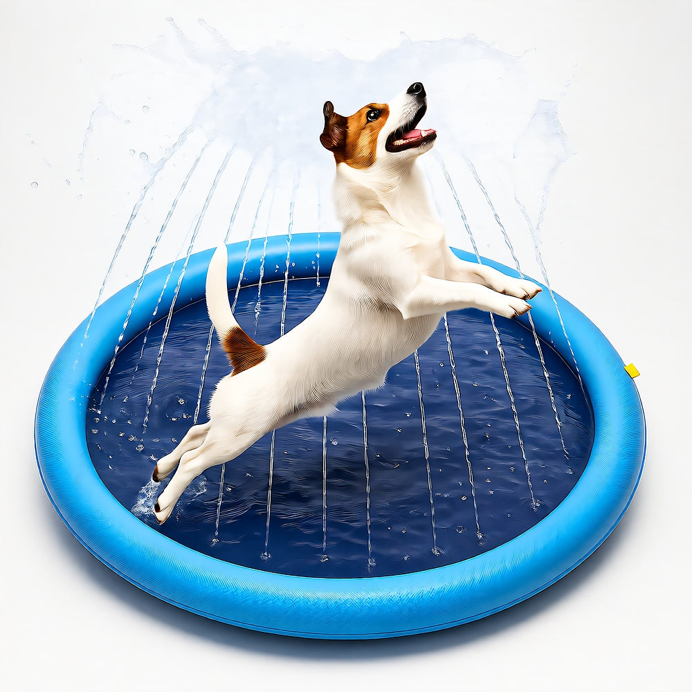 Foldable Dog Splash Pad — Hose-Connect Sprinkler for Backyard Pet Play, BPA-Free PVC