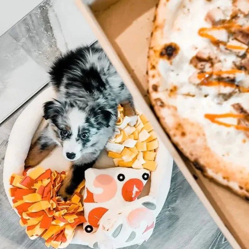 Pizza Snuffle Mat for Dogs — Fleece Interactive Slow Feeder with Squeakers