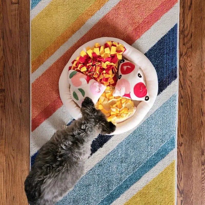 Pizza Snuffle Mat for Dogs — Fleece Interactive Slow Feeder with Squeakers