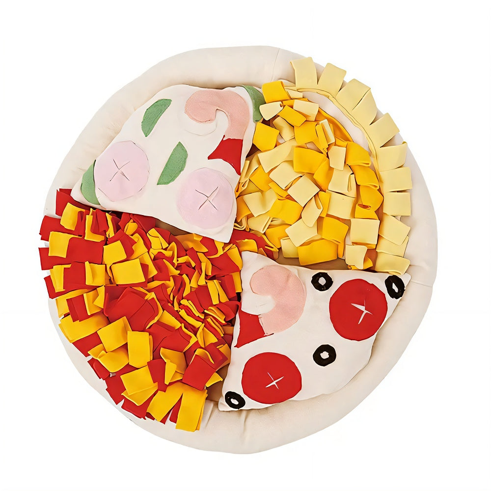 Pizza Snuffle Mat for Dogs — Fleece Interactive Slow Feeder with Squeakers