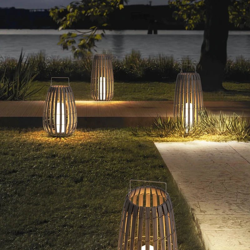Rattan Garden Light — Boho LED Lantern, USB Rechargeable, IP65, 3 Sizes
