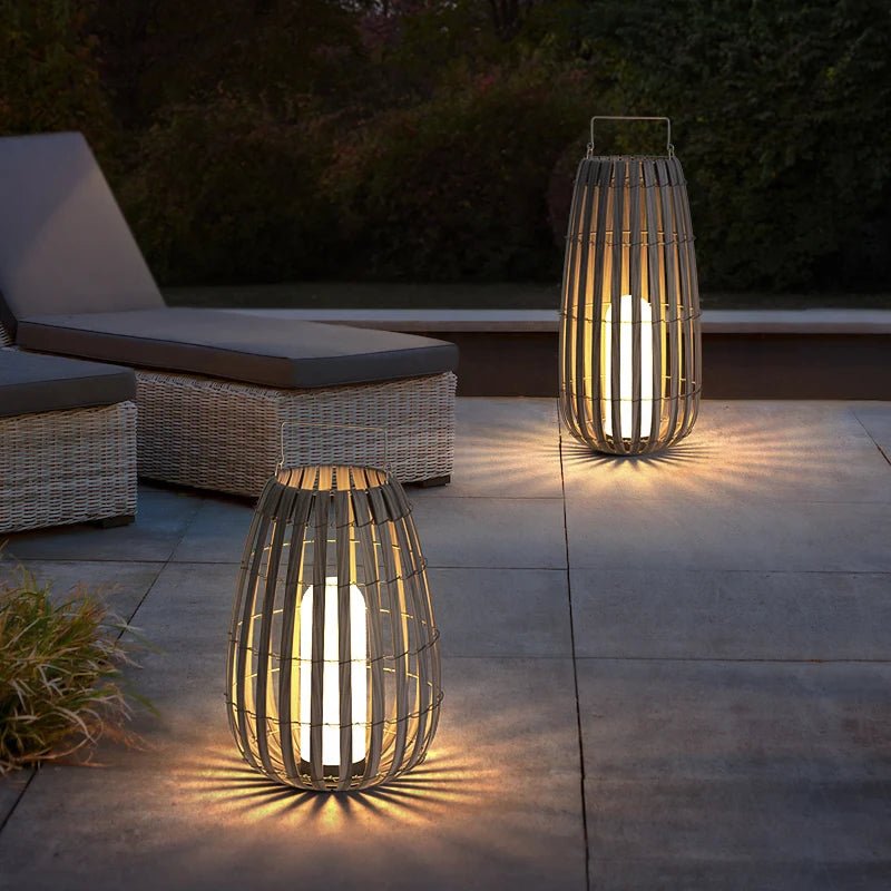 Rattan Garden Light — Boho LED Lantern, USB Rechargeable, IP65, 3 Sizes