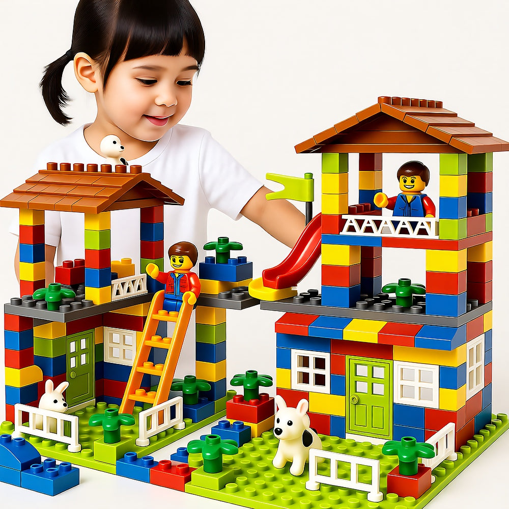 Castle Building Block Set — Colorful Construction Toy with Slide & Stairs