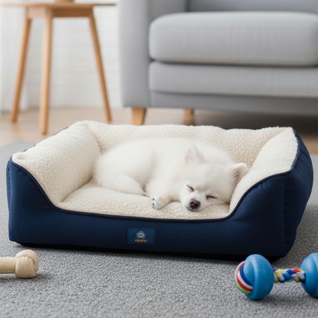 Luca Pet Sofa Bed — Bolstered Sides, Low Step-In Front, Washable Cover, S & L