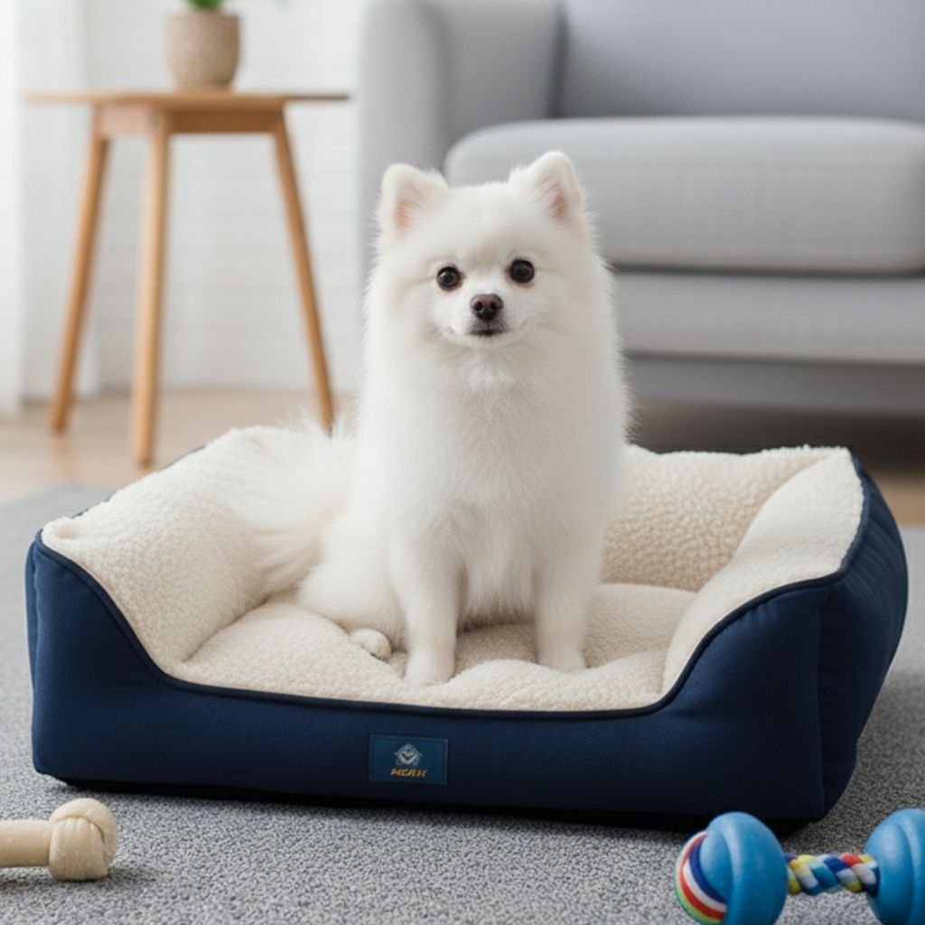 Luca Pet Sofa Bed — Bolstered Sides, Low Step-In Front, Washable Cover, S & L