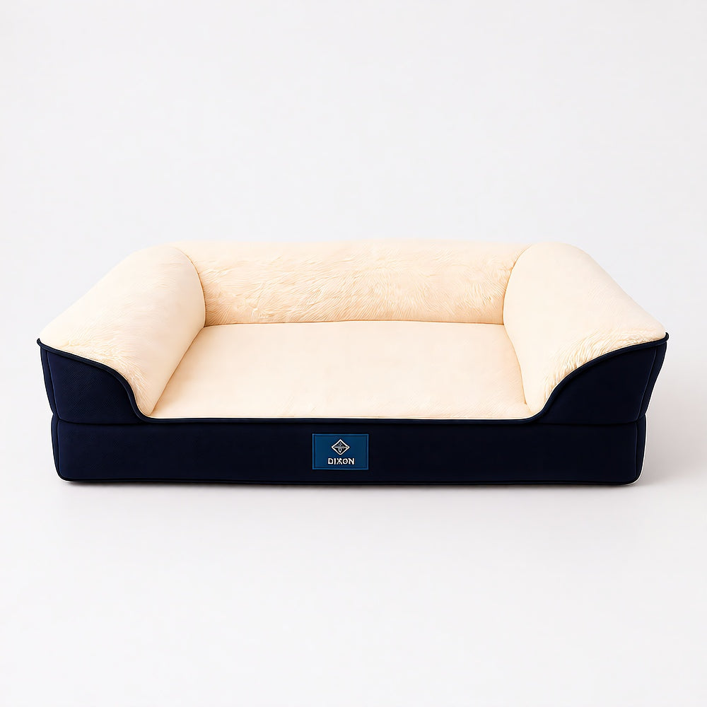 Luca Pet Sofa Bed — Bolstered Sides, Low Step-In Front, Washable Cover, S & L