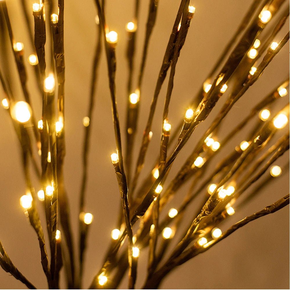 LED Willow Branch Lights — 27" Flexible Battery-Powered Decor, IP65, Indoor/Outdoor