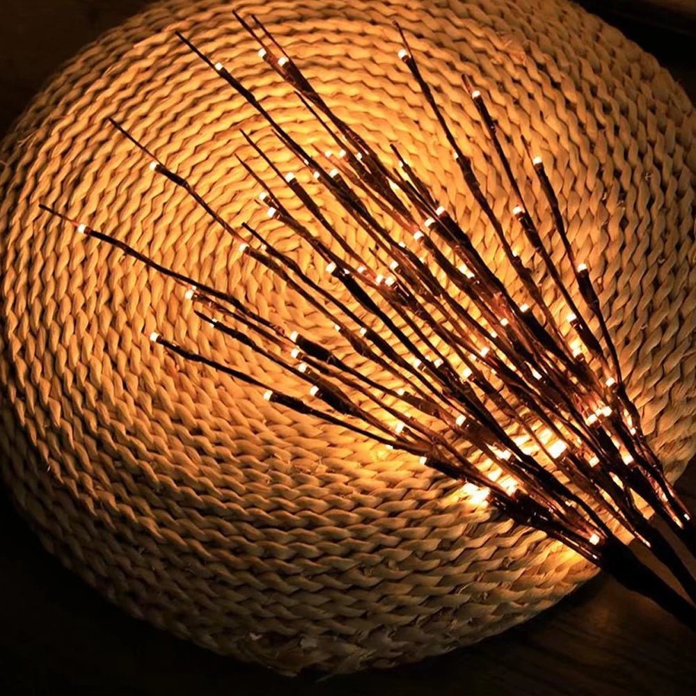 LED Willow Branch Lights — 27" Flexible Battery-Powered Decor, IP65, Indoor/Outdoor