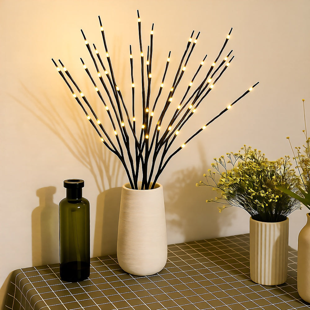 LED Willow Branch Lights — 27" Flexible Battery-Powered Decor, IP65, Indoor/Outdoor