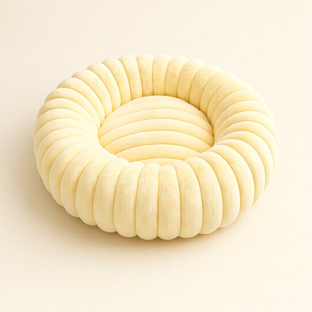 Elina Round Plush Dog Bed — Ultra-Soft Rabbit Plush with Raised Rim, S–3XL