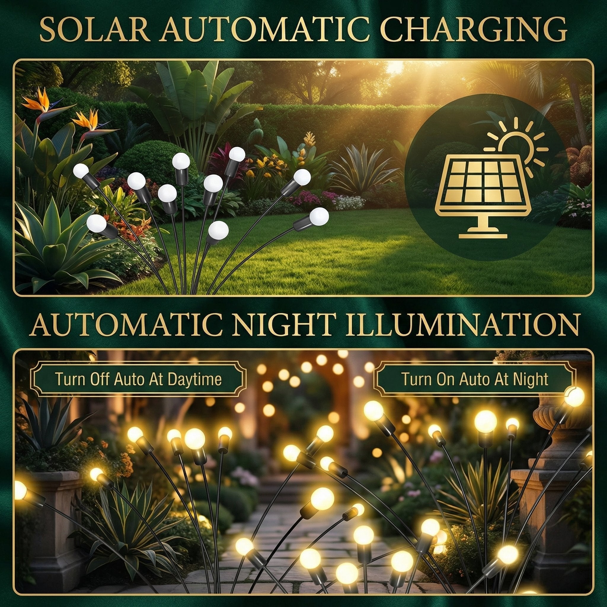 Solar Swaying Garden Lights — 30" Dusk-to-Dawn LED Stakes with Gentle Motion, IP65