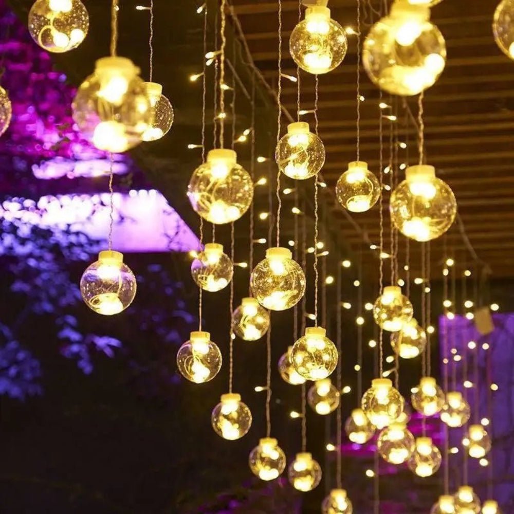 Solar Pendant String Lights — 96 LED, 10 ft, IP67 Dusk-to-Dawn Outdoor Glow