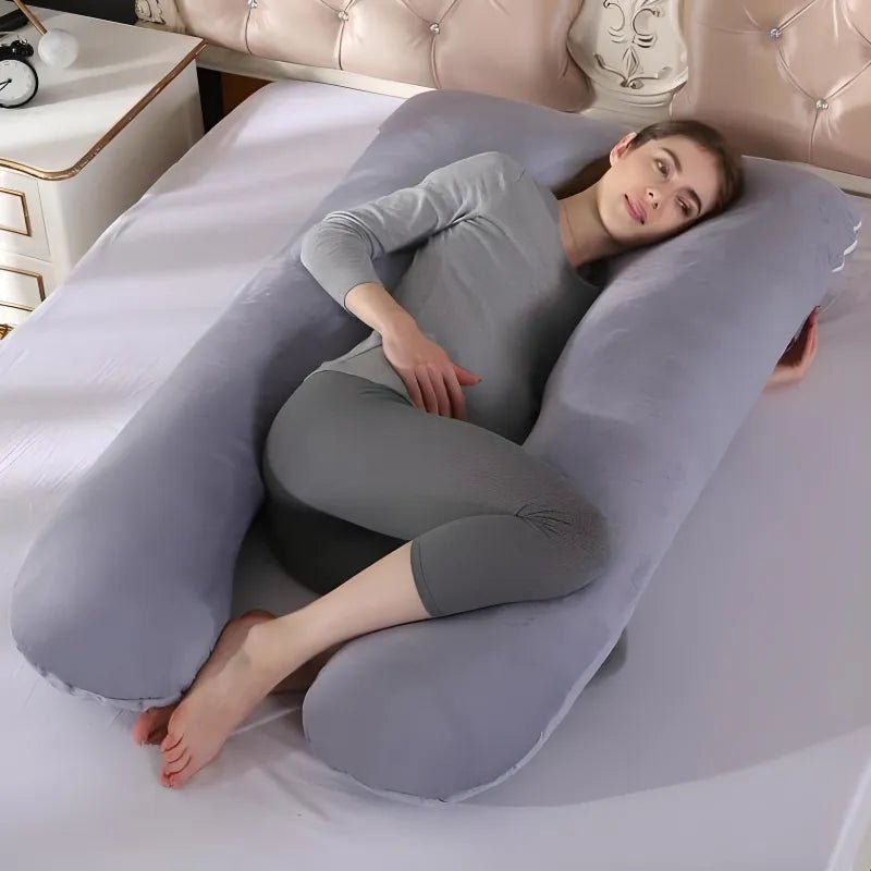 U-Shape Maternity Body Pillow — Hypoallergenic Cotton with Washable Cover, Pregnancy & Nursing