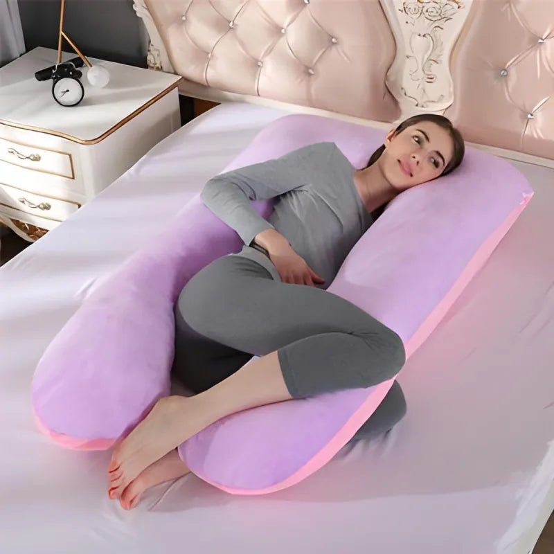 U-Shape Maternity Body Pillow — Hypoallergenic Cotton with Washable Cover, Pregnancy & Nursing