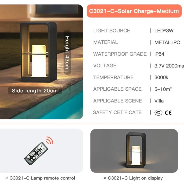 Solar Pathway Light with Remote — Stainless Steel LED, Dusk-to-Dawn, IP65