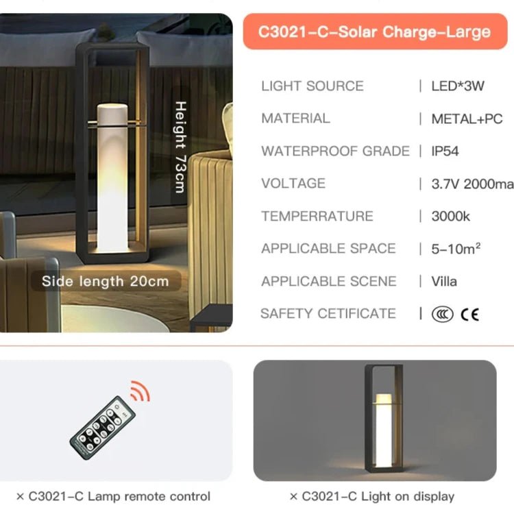 Solar Pathway Light with Remote — Stainless Steel LED, Dusk-to-Dawn, IP65