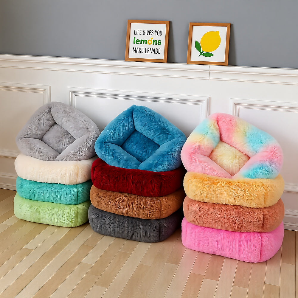 Plush Cotton-Filled Dog Bed — Cozy Enclosed Design with Nonslip Bottom, XS to Large