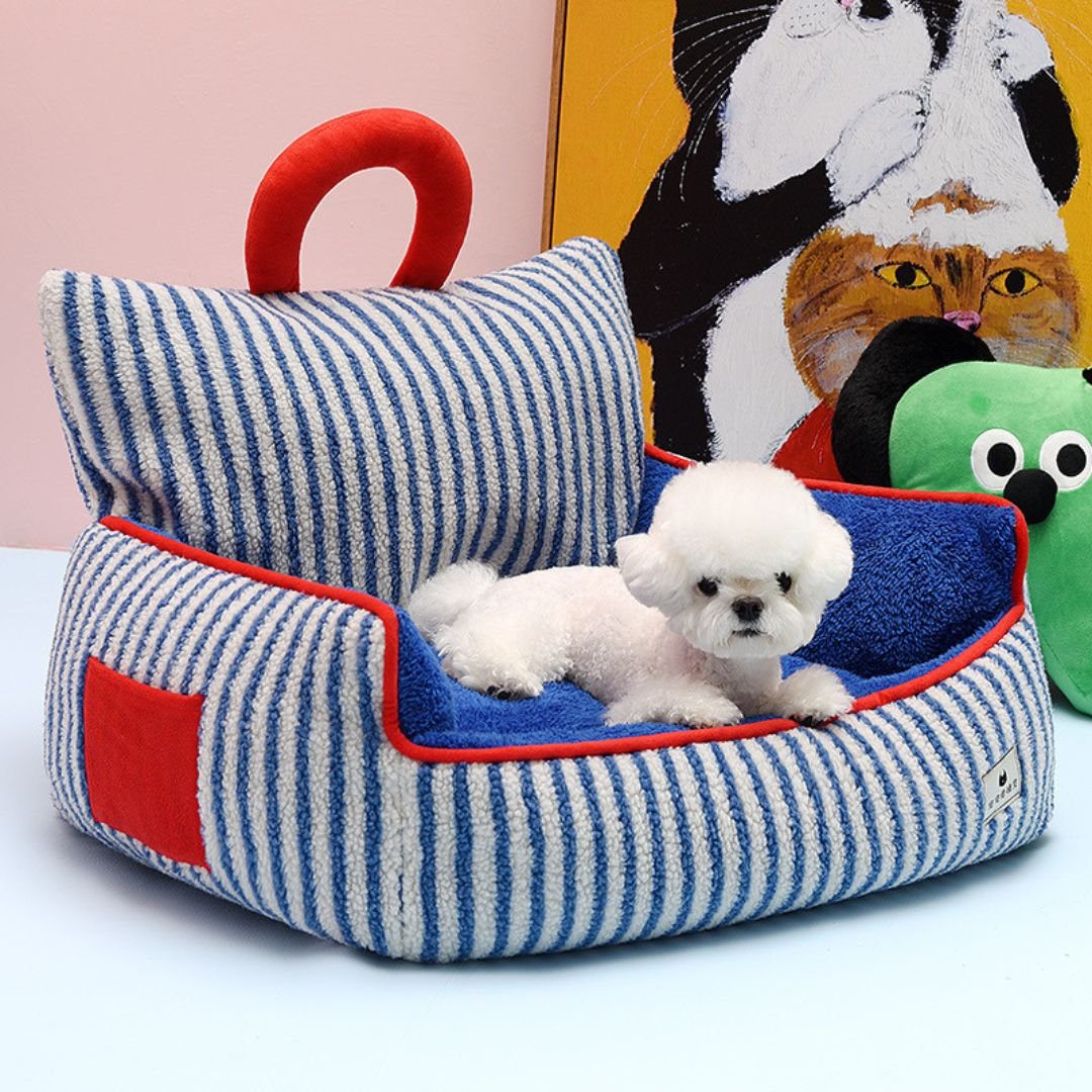 Pet Sofa Nest Bed — Plush Raised-Side Dog & Cat Couch, M to XL