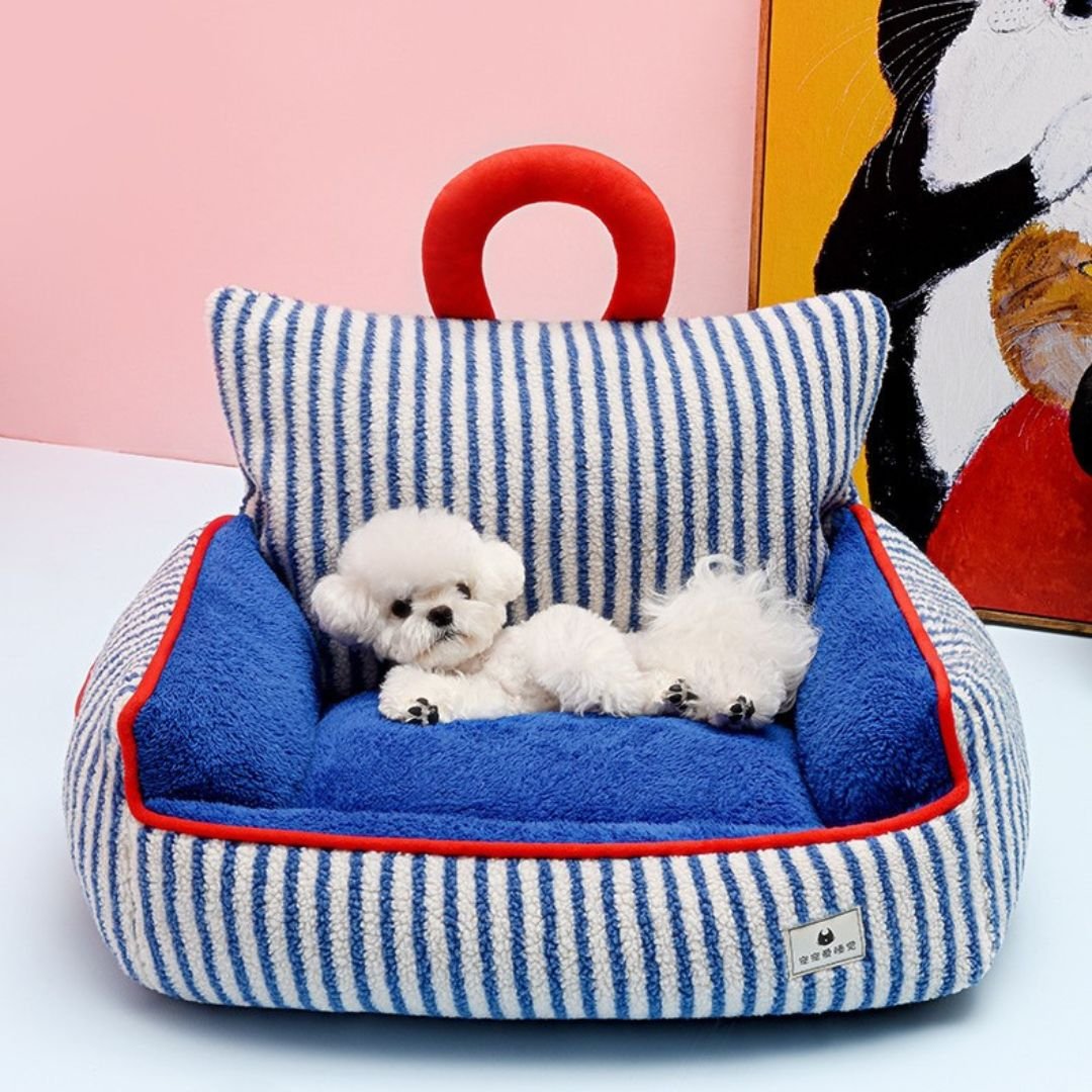 Pet Sofa Nest Bed — Plush Raised-Side Dog & Cat Couch, M to XL