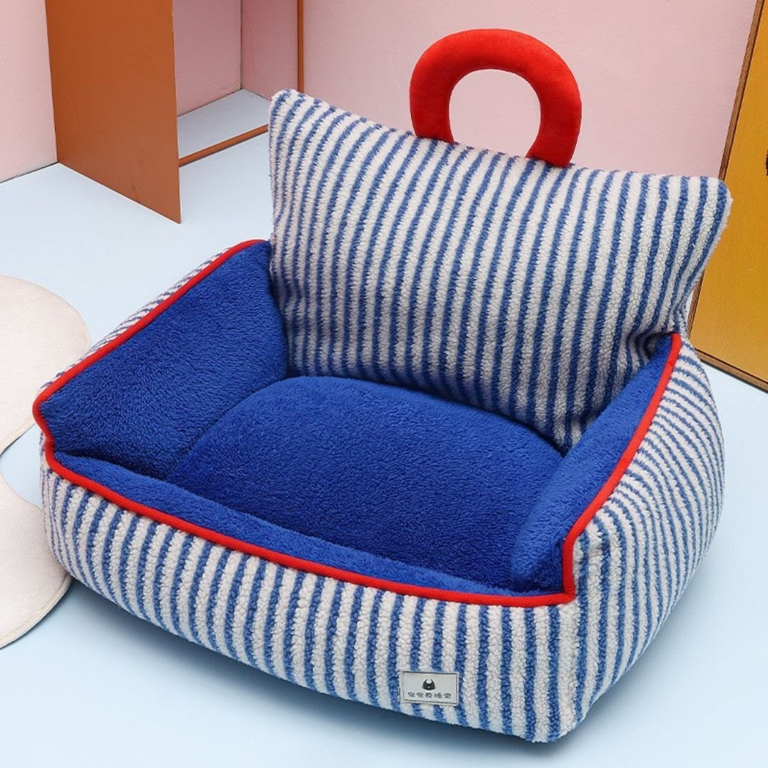 Pet Sofa Nest Bed — Plush Raised-Side Dog & Cat Couch, M to XL