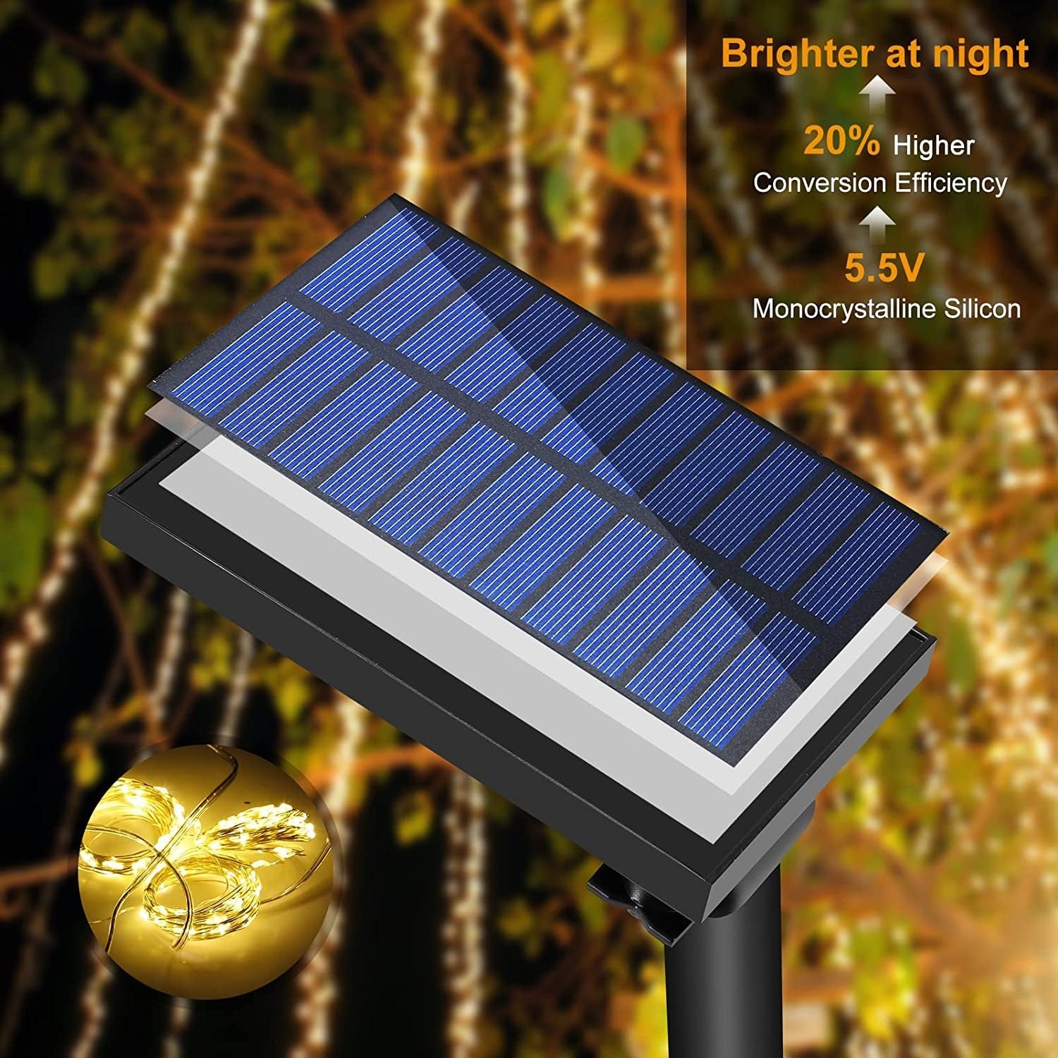 Solar Curtain Lights — 300 LED Glowing Backdrop, 7 × 10 ft, Dusk-to-Dawn, IP65