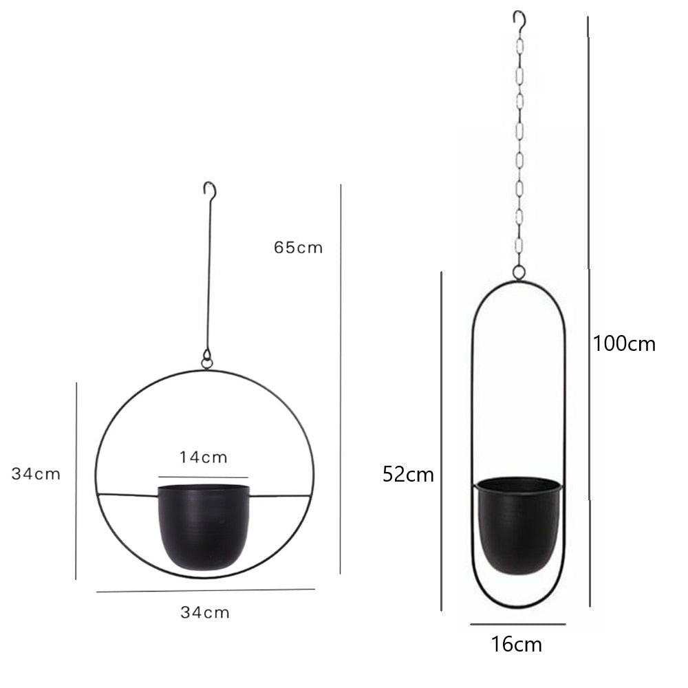 Halo Hanging Plant Pot — Anti-Rust Iron Ring Planter, No Drainage Hole, Indoor/Outdoor