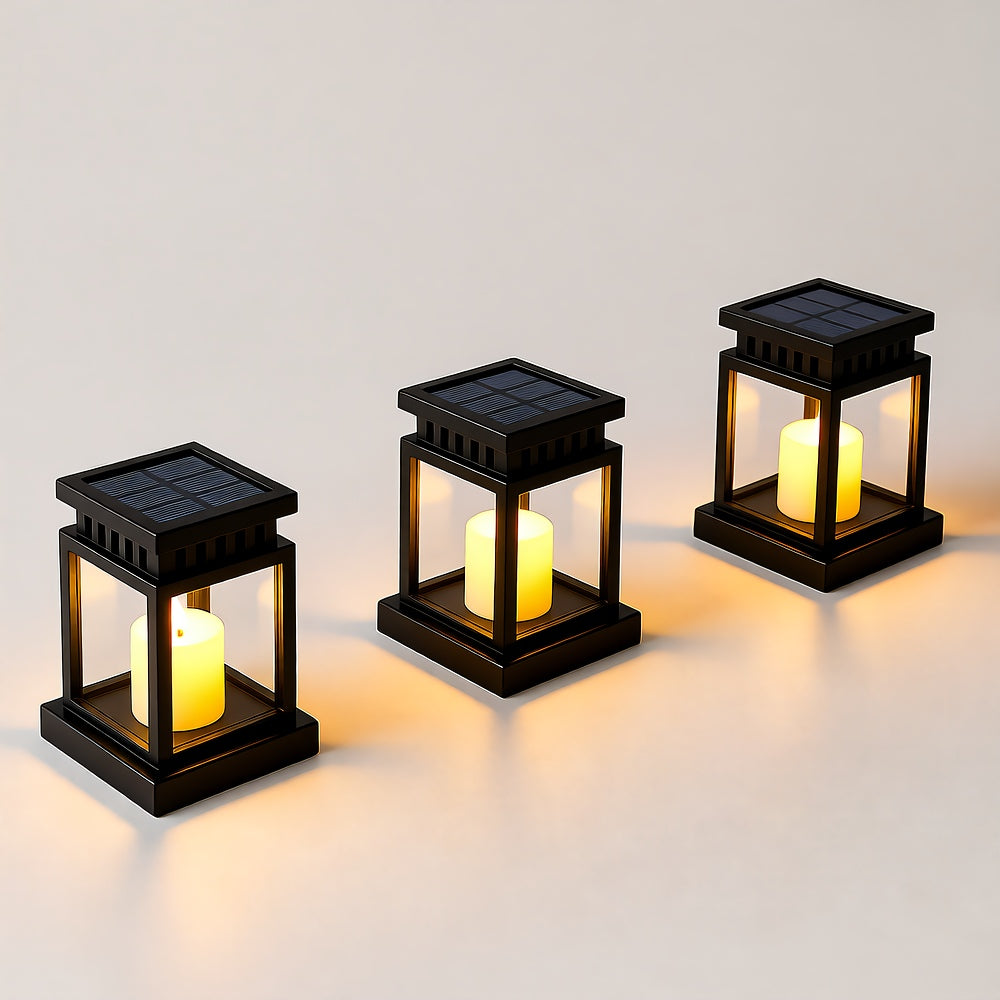 Solar Candle Lantern — Flickering Flameless LED, Dusk-to-Dawn, IP65, Hang or Tabletop