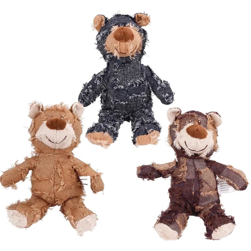 Plush Bear Dog Toy for Heavy Chewers — Durable with Teeth-Cleaning Texture