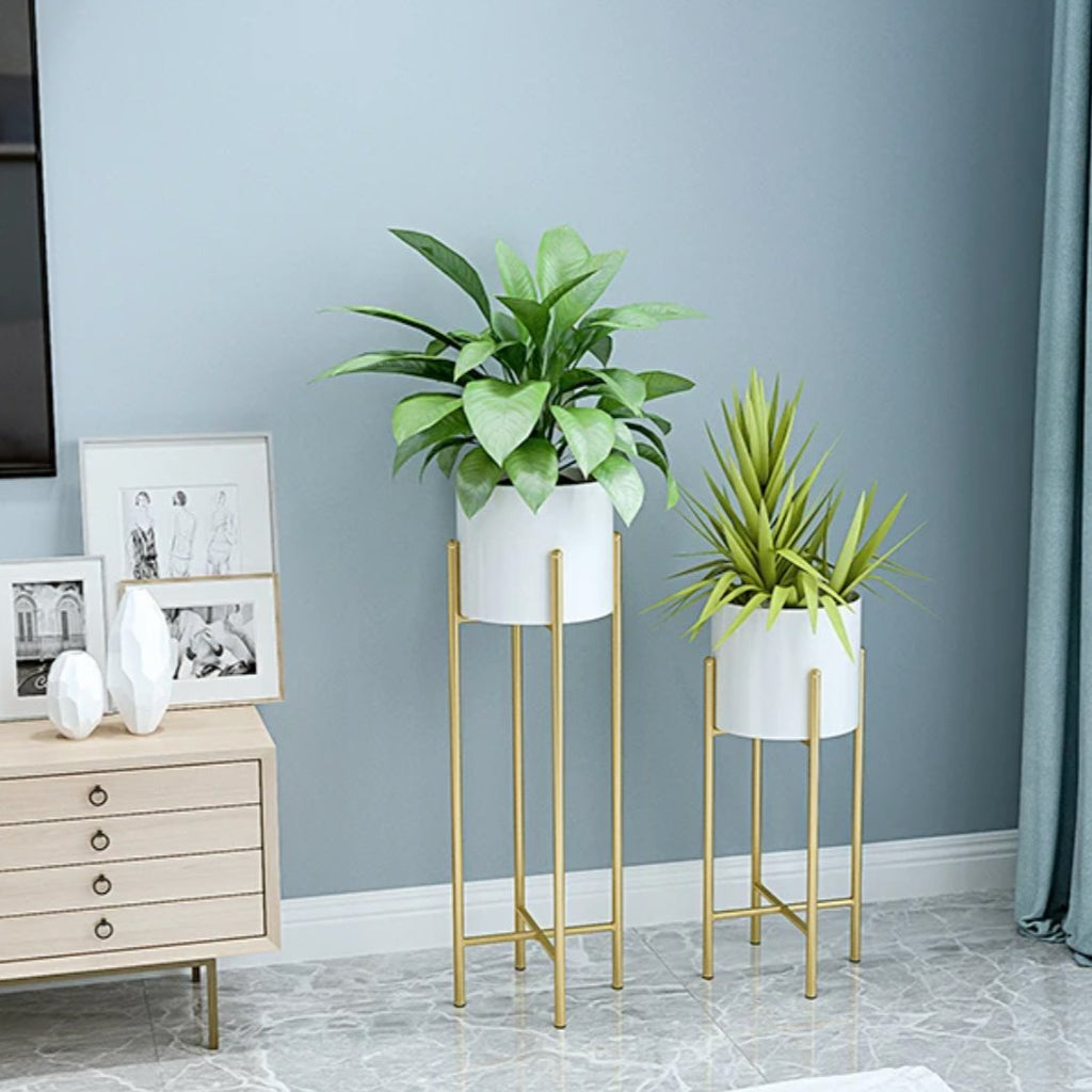 Hand-Welded Iron Planters 2-Piece Set — Rust-Resistant Indoor/Outdoor Plant Stands